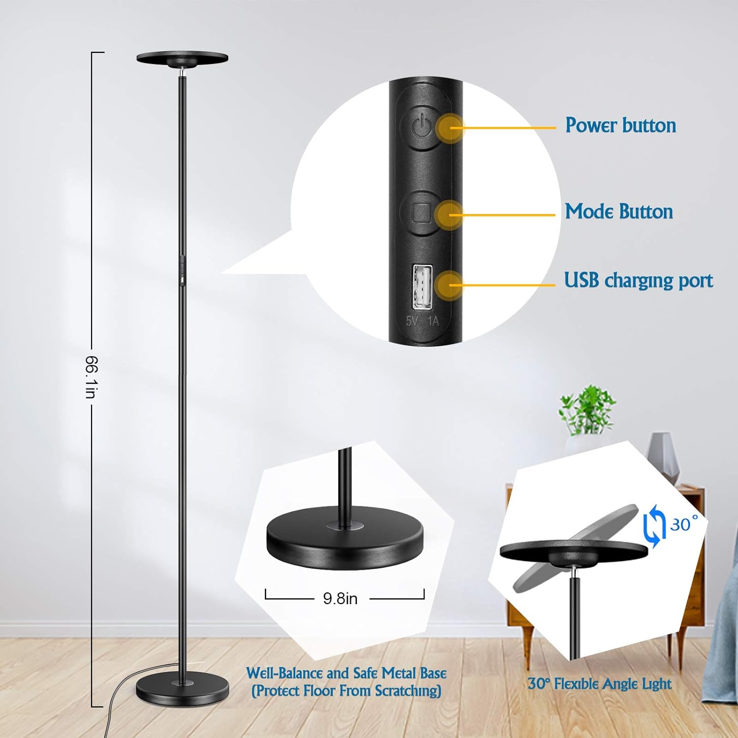 Brightever Dimmable Torchiere Floor, Torchiere Floor Lamp Dimmable