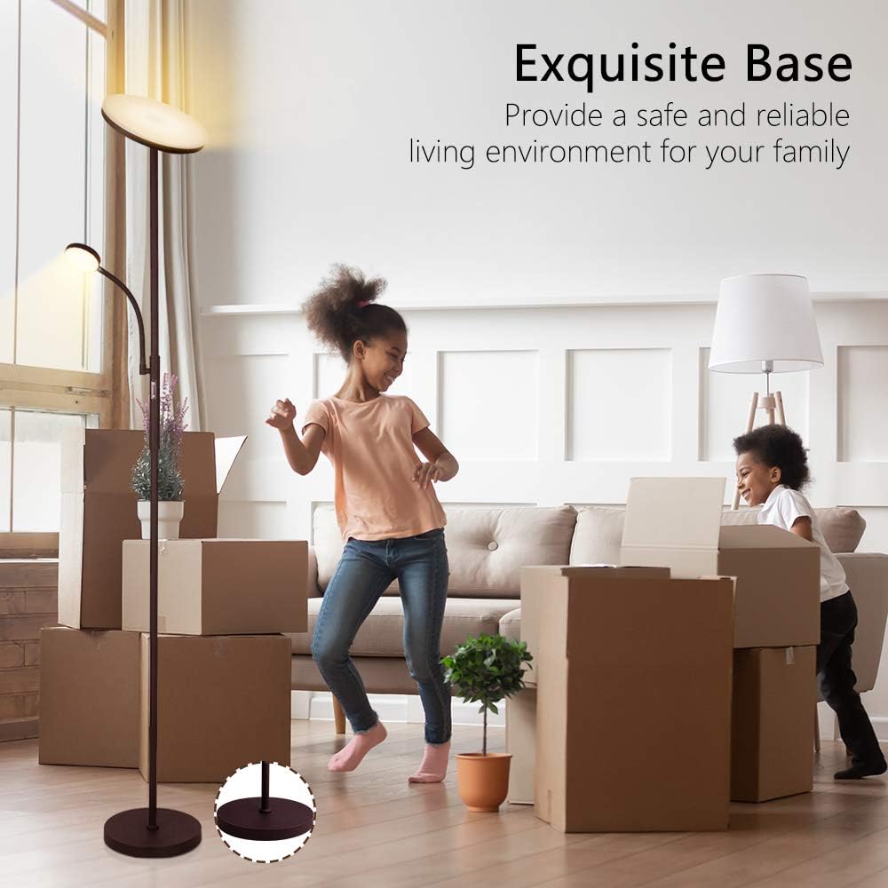 Led Floor Lamp Soarz Torchiere With Adjustable Reading 2000lumen Main Light And 400lumens Side Led Floor Lamp Soarz Torchiere, Soarz Torchiere Floor Lamp With Adjustable Reading