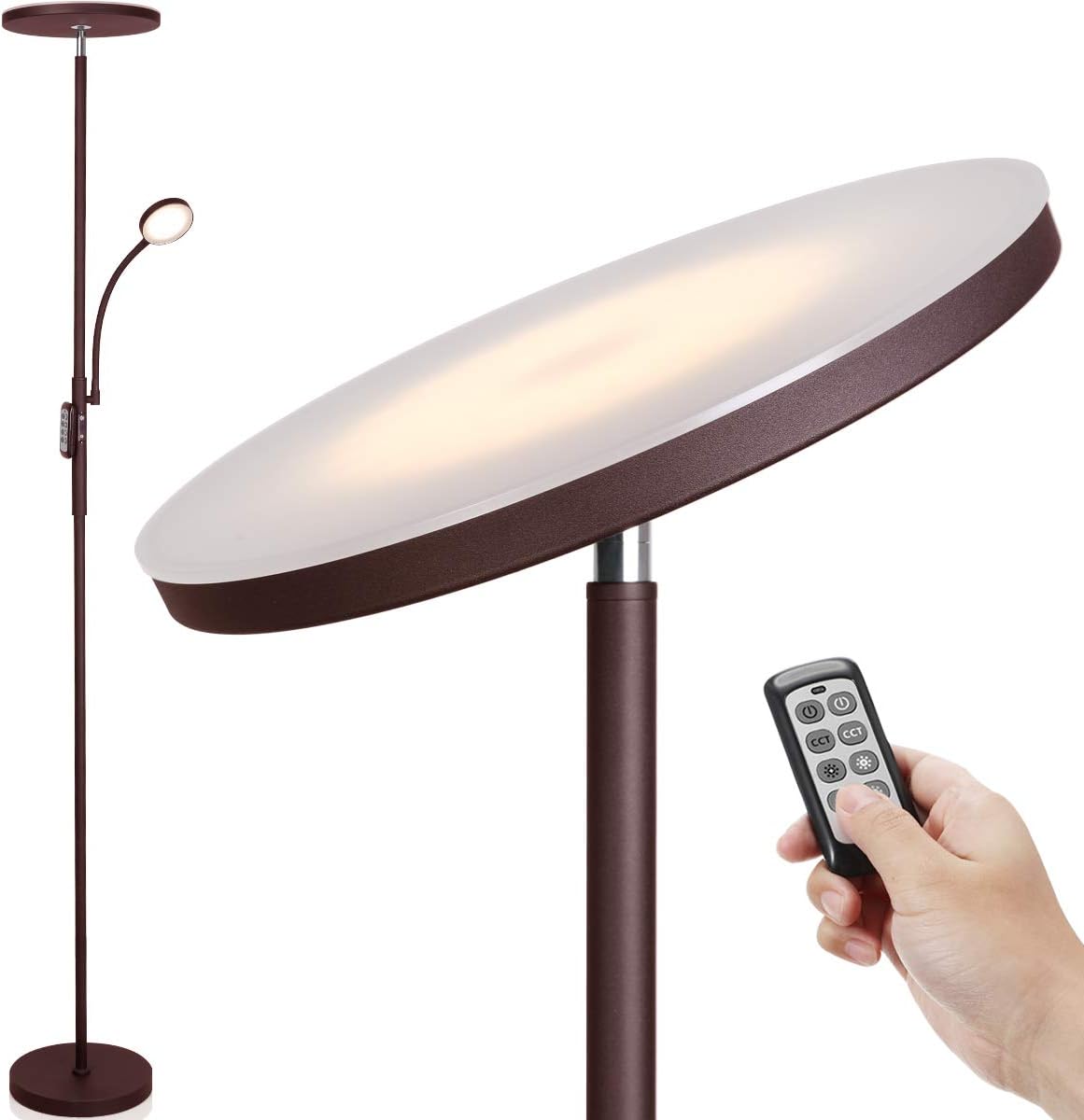 Led Floor Lamp Soarz Torchiere With Adjustable Reading 2000lumen Main Light And 400lumens Side Led Floor Lamp Soarz Torchiere, Soarz Torchiere Floor Lamp With Adjustable Reading