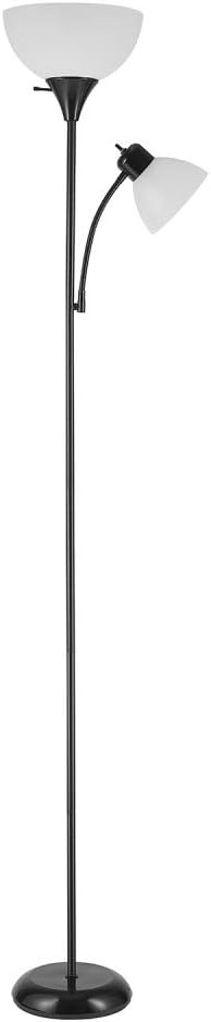 Globe Electric 67135 Delilah 72 Torchiere Adjustable Reading Light Matte Black Frosted Plastic Shade 3 Step Floor Lamp Socket Rotary Globe Electric 67135 Delilah 72, Bronze Torchiere Floor Lamp With Frosted Plastic Shade