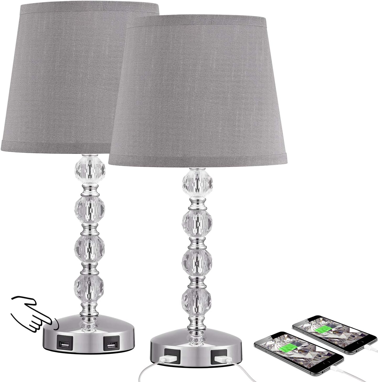 Dimmable Cute Crystal Table Lamp, Crystal Table Lamp With Usb Port