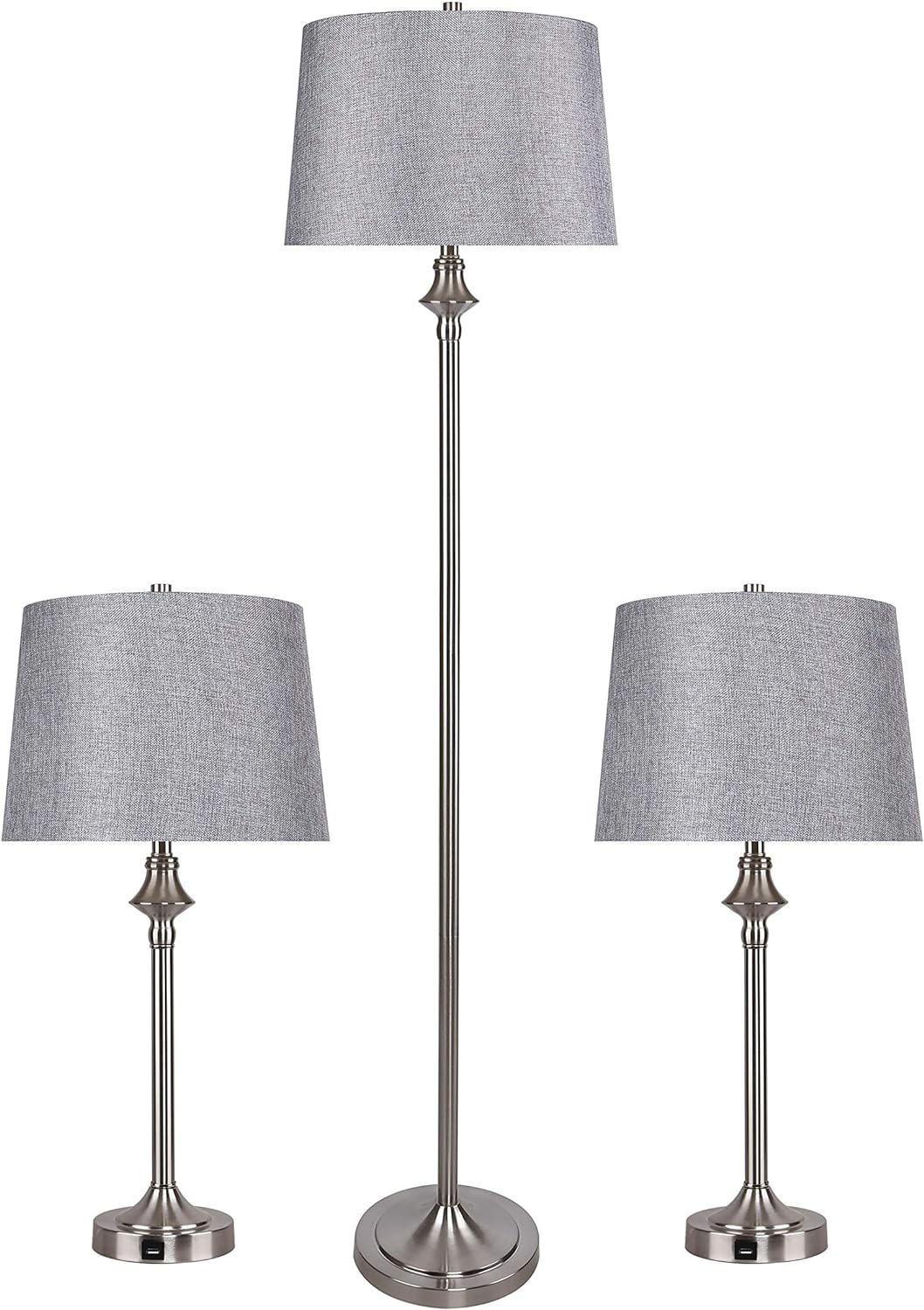Two 28 5 Brushed Nickel Table Lamps, Grandview Gallery Floor Lamps