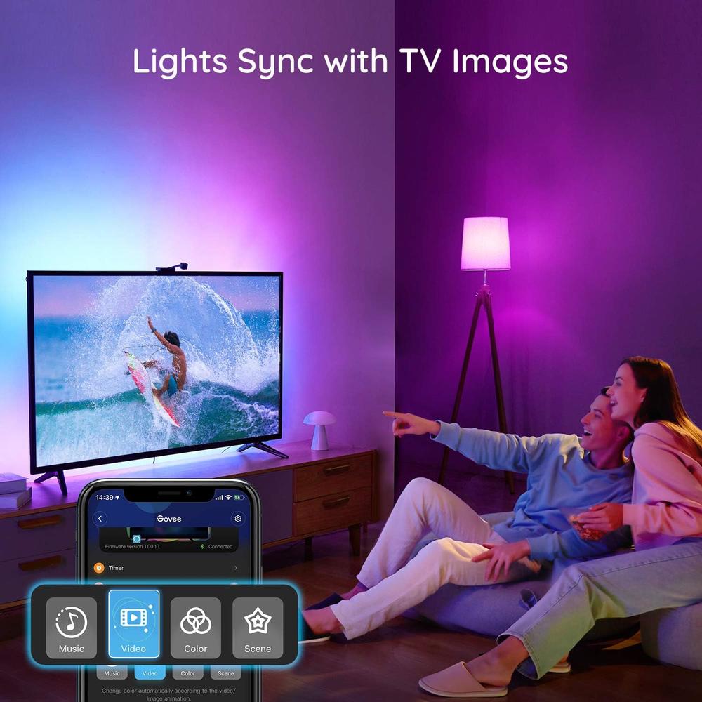 Govee WiFi TV LED Backlights with Camera, Smart RGBIC Ambient TV Light for 55-65 inch TVs PC, Works with Alexa