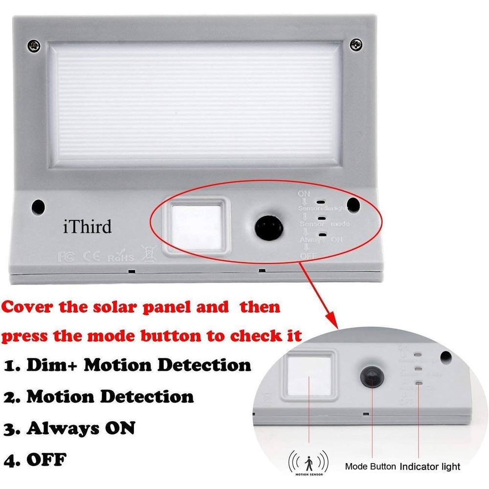 iThird Solar Lights Outdoor Motion Sensor, iThird LED Solar Powered Security Lights Stainless Steel for Yard Patio Garage Waterproof 3