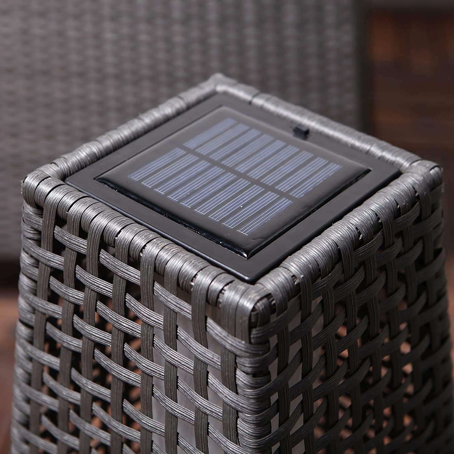 Grand Patio Outdoor Solar Powered Resin Wicker Floor Lamp Weather Resistant Deck Light For Garden Or Porch Black Grand Patio Outdoor Solar Powered Resin, Grand Patio Outdoor Solar Powered Resin Wicker Floor Lamp