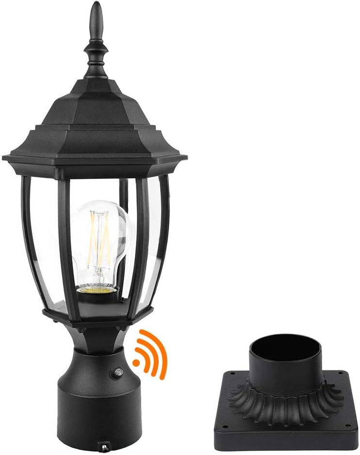 Partphoner Pa1159ws Dusk To Dawn Outdoor Post Light With Pier Mount Base Waterproof Pole Lantern Fixture Exterior Lamp Head Wi Waterproof Pole Lantern Light Fixture, Exterior Lamp Post Light Bulbs