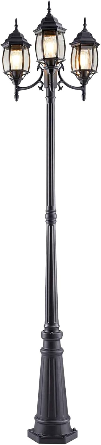Noma Huiyi 411 Outdoor Street Light Waterproof Lamp Post With Triple Head Design For Backyard Patio Garden Walkway Or Waterproof Outdoor Lamp Post Light With, Metal Lamp Post Light