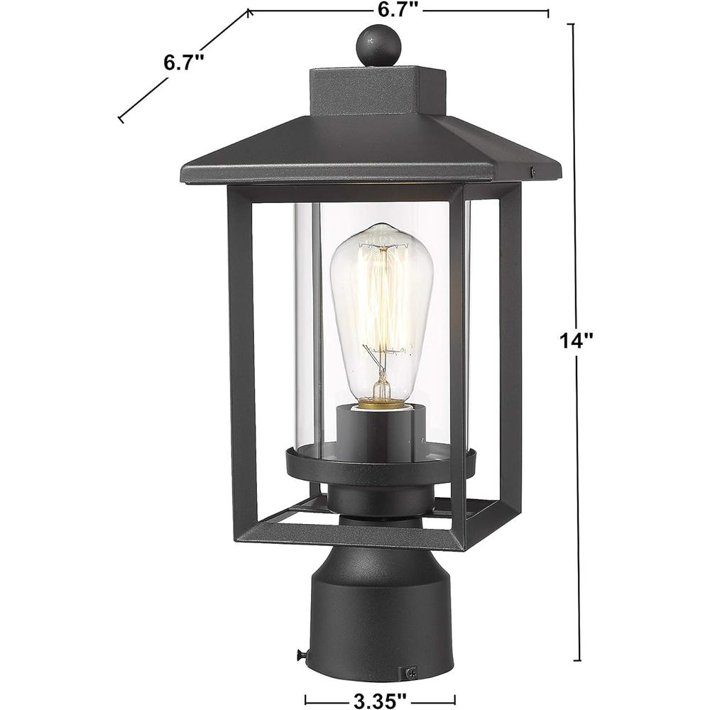 Rosient Outdoor Post Lights, Exterior Post Lantern, Outdoor Post Lamp, Pathway Post Lighting Fixture, Pillar Light in Black Finish