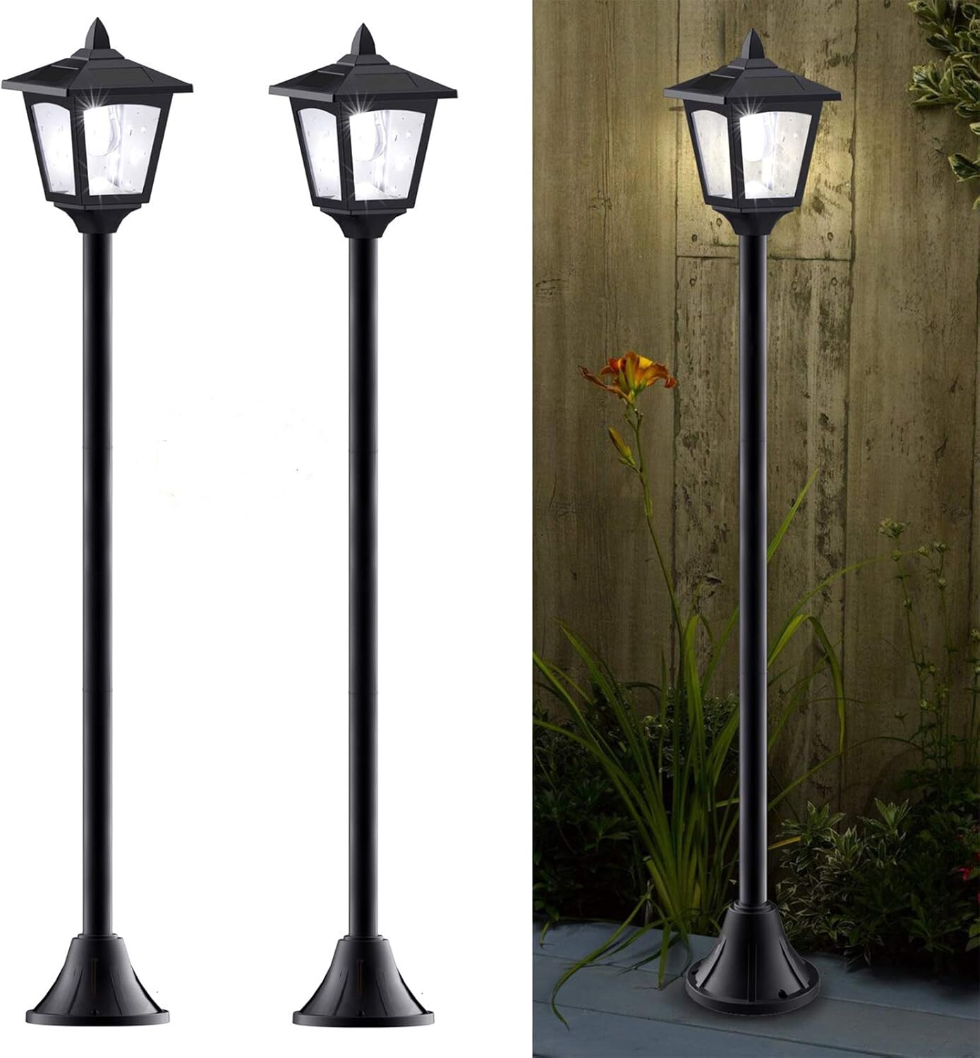 Greluna Ish09 M956180mn 40 Inches Mini Solar Lamp Post Lights Outdoor Powered Vintage Street For Lawn Pathway Driveway Front Back Doo Greluna Ish09 M956180mn 40 Inches Mini, Garden Lamp Post Solar Powered