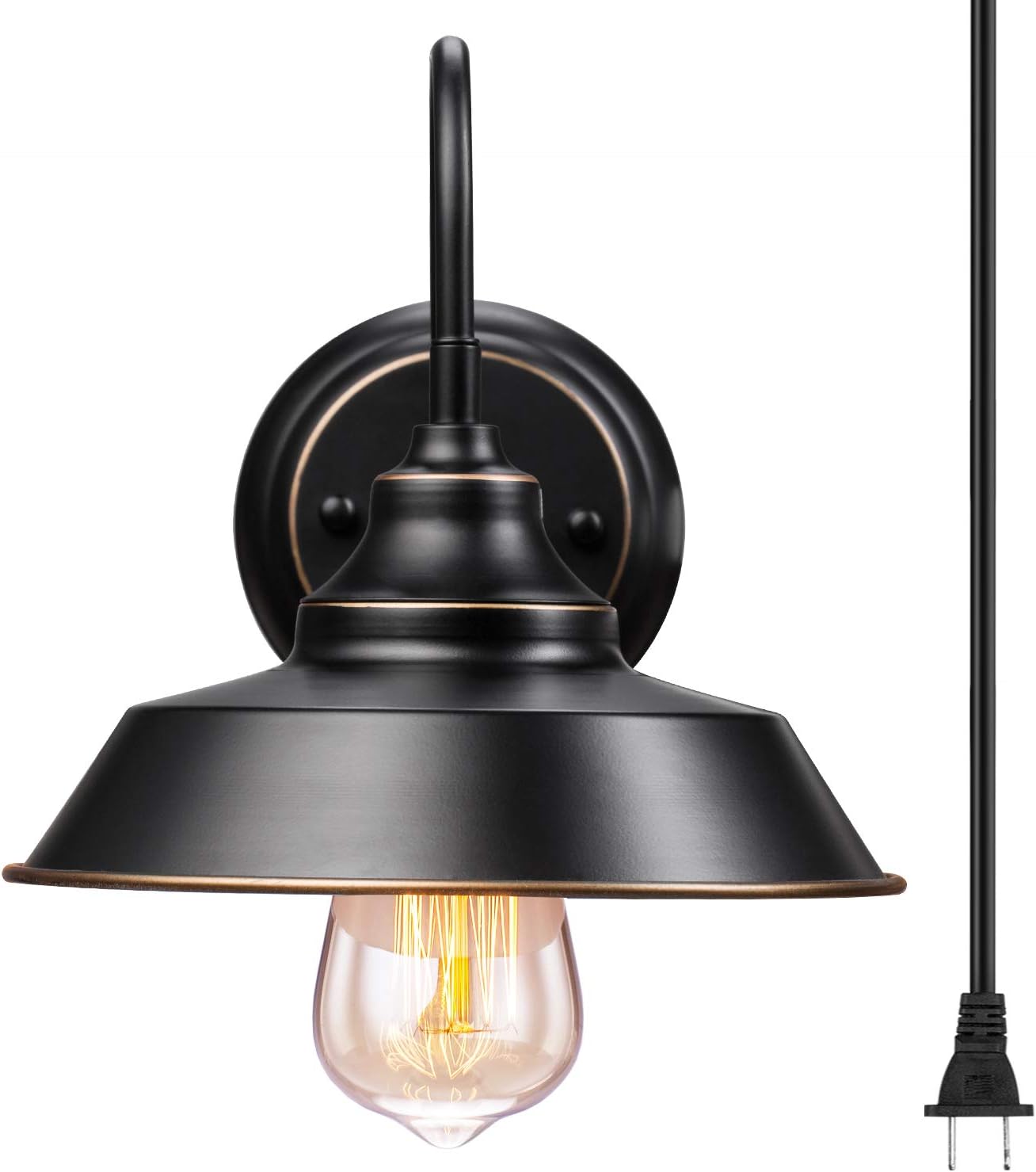 Elibbren Bathroom Vanity Wall Light Fixture Farmhouse Gooseneck Plug In Sconce Industrial Barn With 5 9ft Cord Elibbren Bathroom Vanity Wall Light, Plug In Vanity Light Fixture
