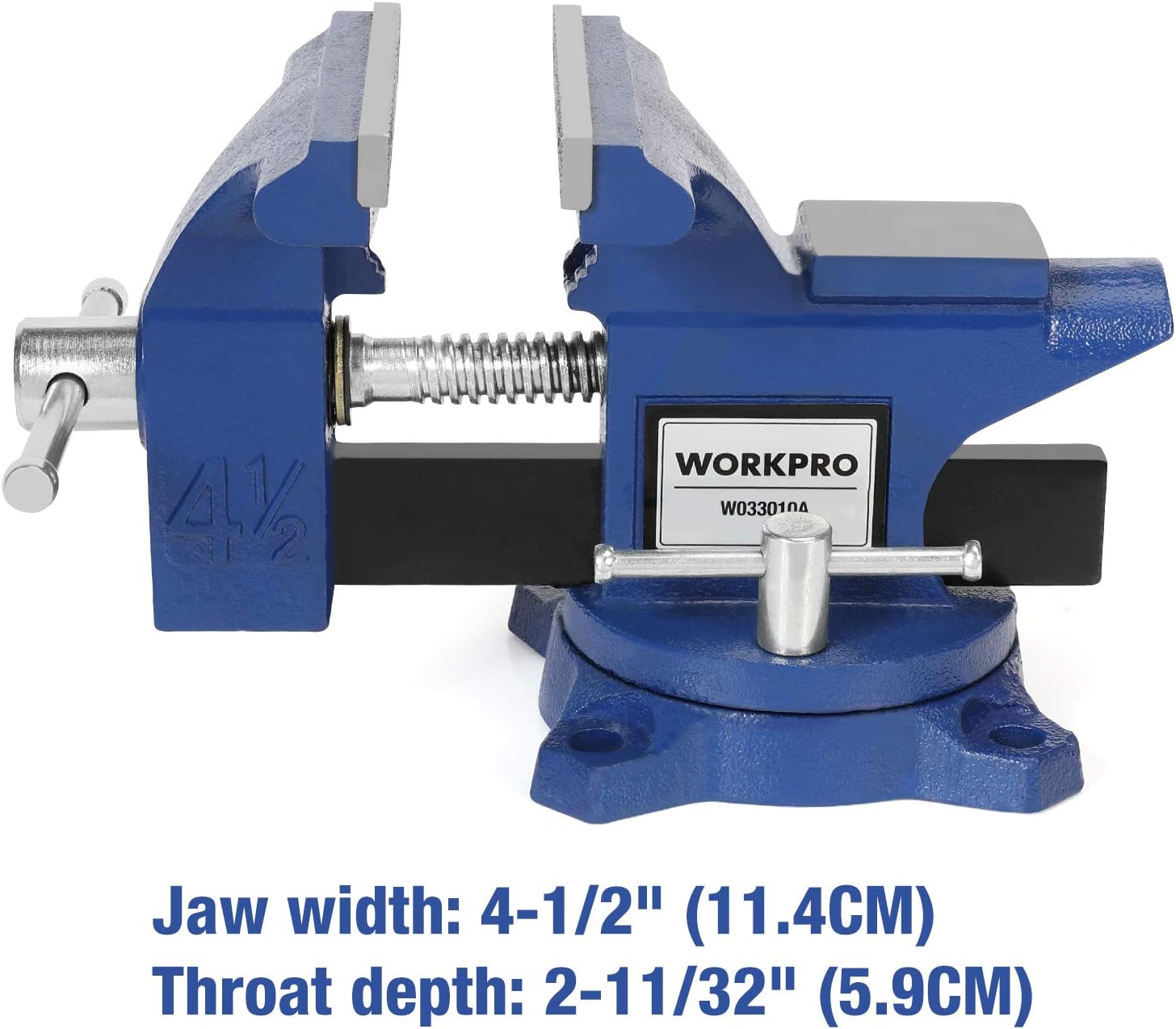 HANZGHOU GREATSTAR INDUSTRIAL  WORKPRO Bench Vise, 4.5" Heavy-Duty Utility Combination Pipe Home Vise, Swivel Base Bench for Woodworking