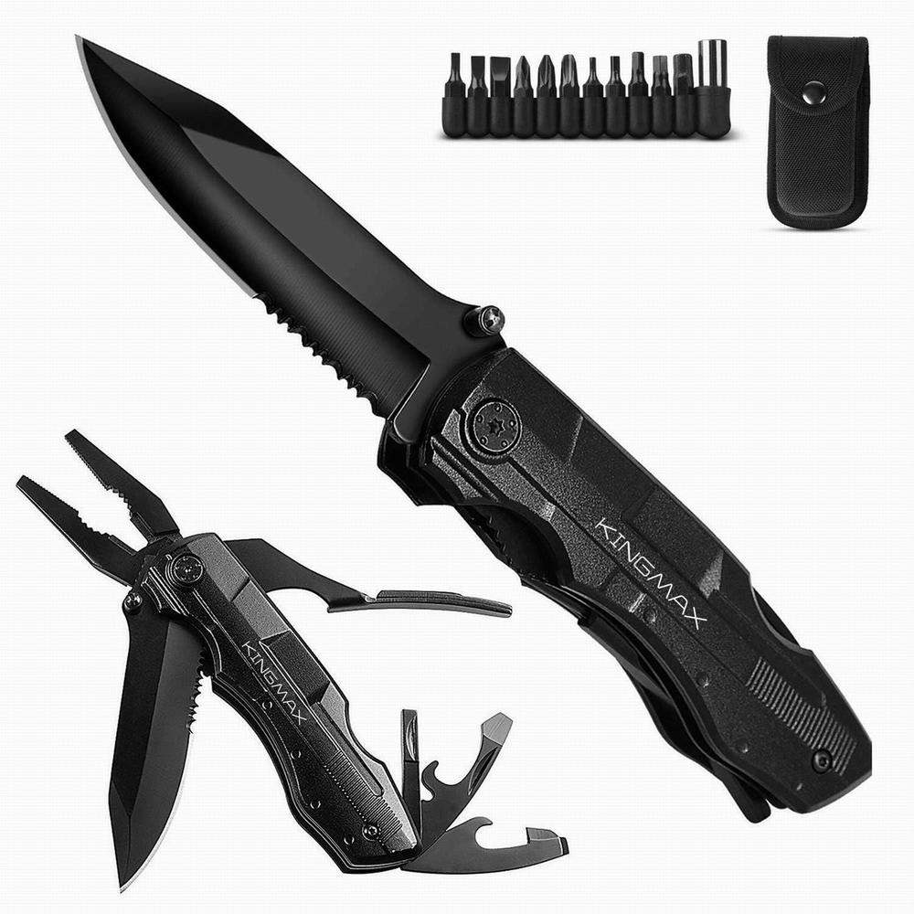 Generic KINGMAX Pocket Knife,Multitool Tactical Knife with Blade,Saw, Plier, Screwdriver, Bottle Opener,Folding Knife Built with Full S