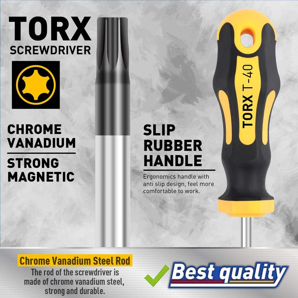 Amartisan 12-Piece Magnetic Torx Screwdrivers Set, Magnetic Torx Driver Star Screwdrivers Set T5 - T40 Best Choice
