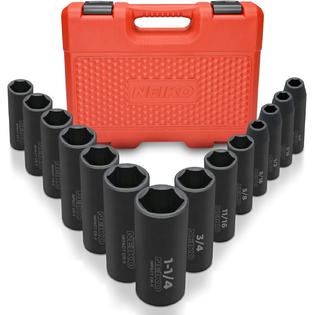 Neiko a 1 2 Drive Deep Impact Socket Set 14 Piece 6 Point Standard Sae Sizes 3 8 Inch To 1 1 14 Cr V Steel Neiko a 1 2 Drive Deep Impact Socket Set 14 Piece 6 Point Standard Sae Sizes 3 8 Inch To 1 1 14 Cr V Steel