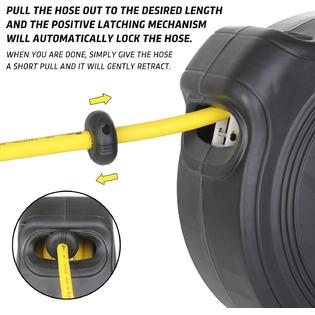 Wynnsky Th1066 Retractable Air Compressor Hose Reel 3 8 Inch A 50 Feet Hybrid Hose Universal Coupler And Industrial Plug Wynnsky Th1066 Retractable Air Compressor Hose Reel 3 8 Inch A 50 Feet Hybrid Hose Universal Coupler And Industrial Plug