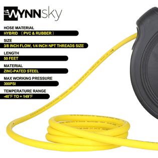 Wynnsky Th1066 Retractable Air Compressor Hose Reel 3 8 Inch A 50 Feet Hybrid Hose Universal Coupler And Industrial Plug Wynnsky Th1066 Retractable Air Compressor Hose Reel 3 8 Inch A 50 Feet Hybrid Hose Universal Coupler And Industrial Plug