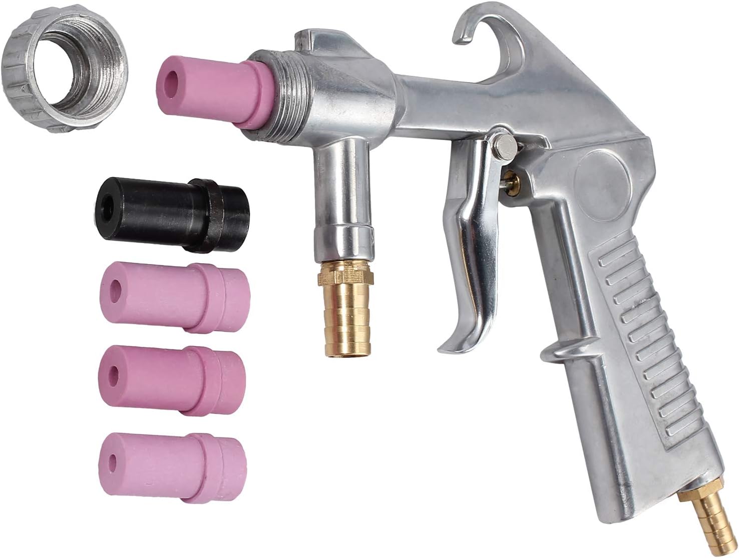 Fedlink AMTOVL Sand Blasting Gun Sandblaster + 4Pcs Ceramic Nozzles + Extra Iron Nozzle Tip Set