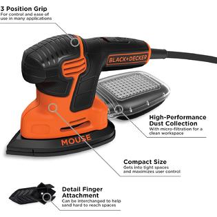 BLACK+DECKER Mouse Detail Sander, Compact Detail (BDEMS600) BLACK+DECKER Mouse Detail Sander, Compact Detail (BDEMS600)