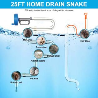 Ordenado Plumbing Snake Sink Drain Auger 25 Ft Drain Clog Remover Pipe Snake Professional Snake Cleaner For Bathtub Drain Kitchen Sin