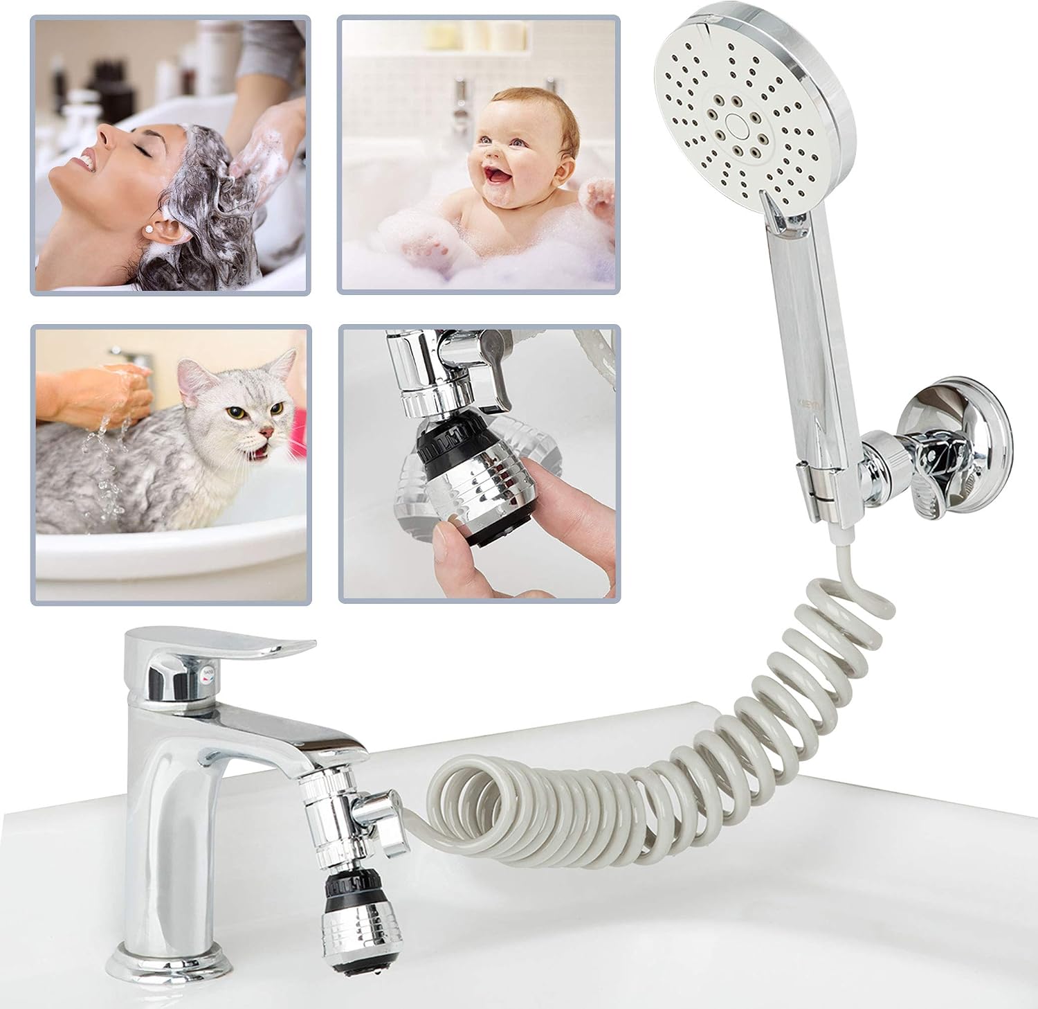 klleyna Sink Sprayer Faucet Hose Attachment, Kitchen Faucet Spray  Replacement with Diverter and Aerator Head, Bathtub Faucet Shower Set
