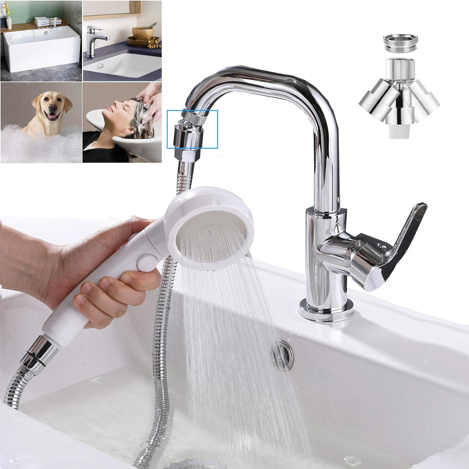 Qmlala Shower Adapter For Tub Faucet, Bathtub Spout Sprayer Attachment