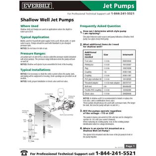 Everbilt J100A3 1/2 HP Shallow Well Jet Pump