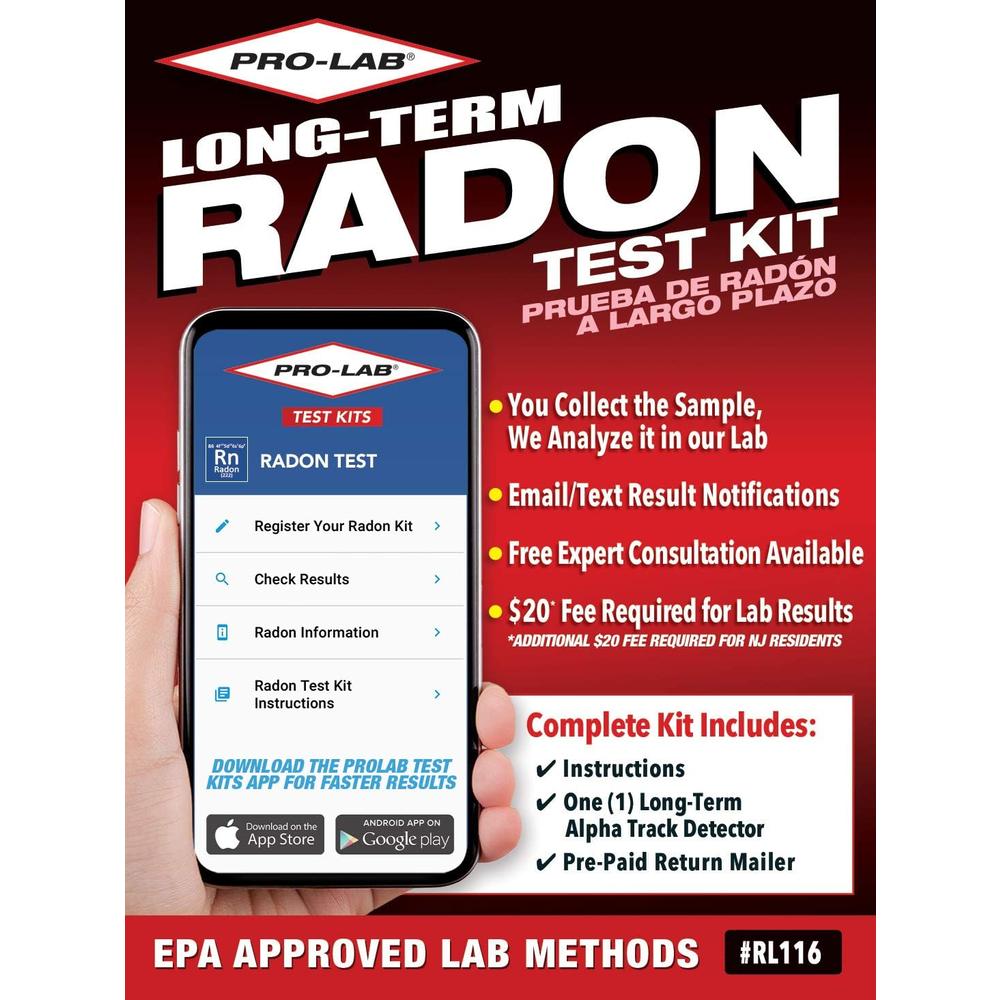 PRO-LAB Long Term Radon Test Kit - The PRO-LAB Long Term Radon Test Kit For Home is EPA Approved - Easy To Use Long Term Radon
