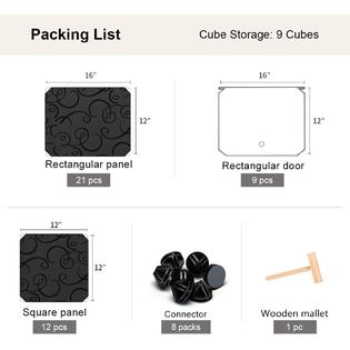 KOUSI Large Cube Storage - 12x16 Depth Cube (9 Cubes) Cube Organizer Cube Storage Shelves kousi large cube storage