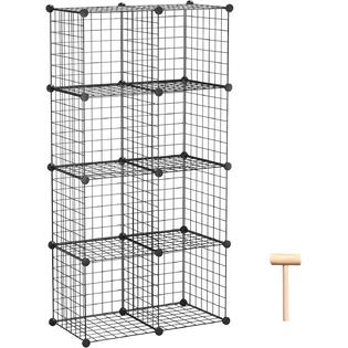 C Ahome Wire Storage Cubes Metal Grids, Black Metal Cube Shelving Unit