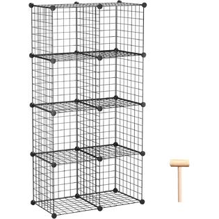 C Ahome Wire Storage Cubes Metal Grids Bookshelf Modular Shelving Units Stackable Bookcase 8 Closet Organizer For Home Offic C Ahome Wire Storage Cubes Metal Grids, Metal Wire Storage Cubes Organizer