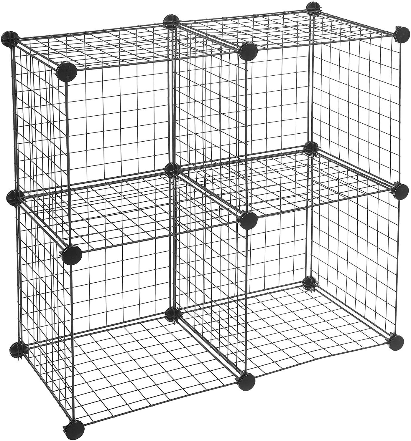 Basics 4 Cube Grid Wire Storage, Cube Wire Storage Shelves White