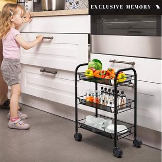Target Exclusive Memory 3-Tier Mesh Wire Rolling Cart Full Metal Kitchen Storage Organizer Art Trolley Carts with Wheels