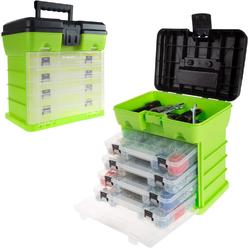 Trademark Storage and Tool Box-Durable Organizer Utility Box-4 Drawers with 19 Compartments Each for Hardware, Fish Tackle, Beads, and Mo
