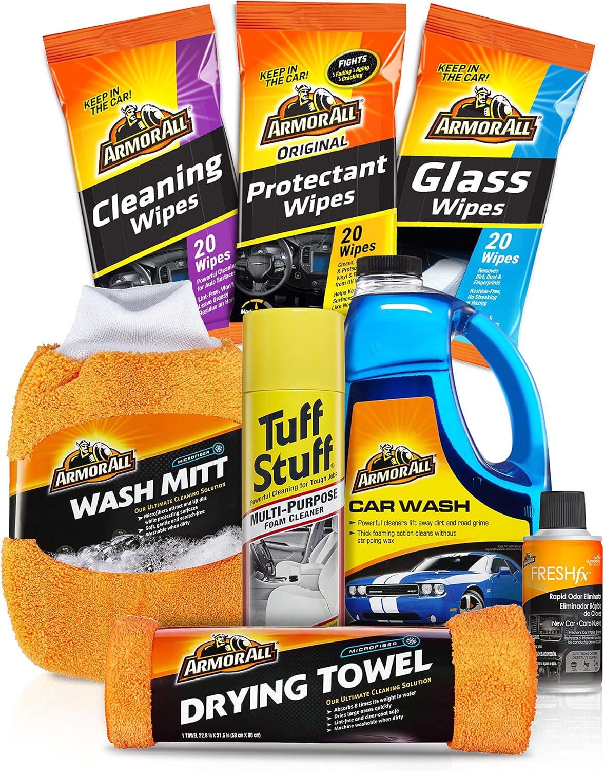 Armor All Car Wash and Cleaner Kit (8 Items) - Includes Interior