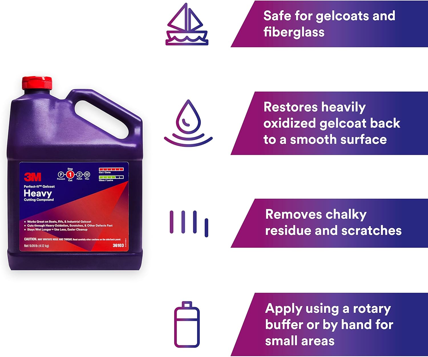 Perfect It 3m Gelcoat Heavy Cutting Compound A For Boats And Rvs 1 Gallon