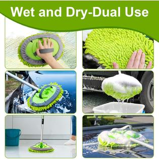 anngrowy 62 Microfiber Car Wash Brush Mop Kit Mitt Sponge with Long Handle  Car Cleaning Supplies