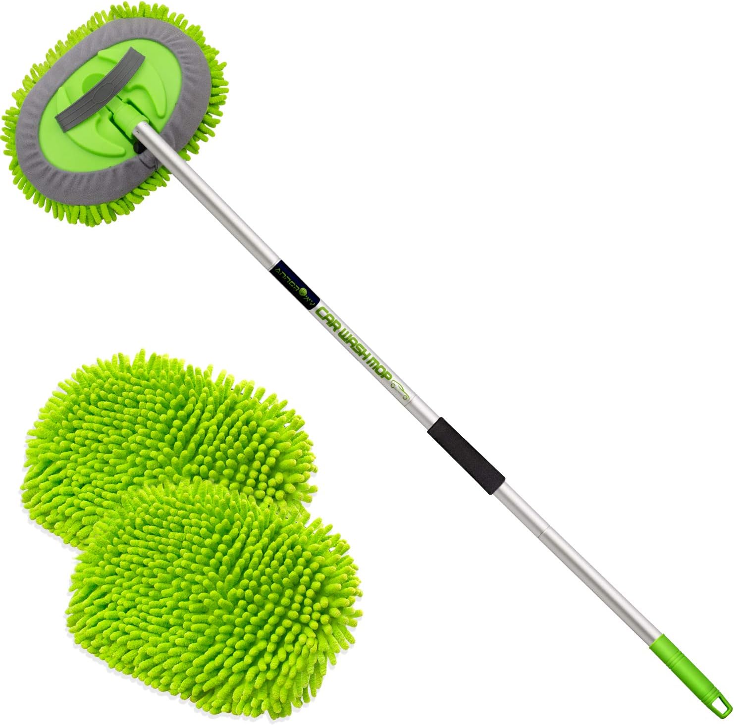 anngrowy 62" Microfiber Car Wash Brush Mop Kit Mitt Sponge with Long Handle Car Cleaning Supplies Kit Duster Washing Car T
