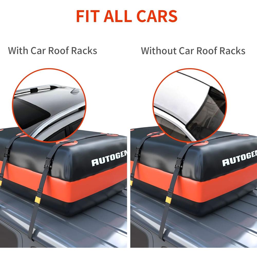AUTOGEN Car Rooftop Cargo Carrier Bag, 20 Cubic Feet Waterproof Roof Top Luggage Bag with Anti-Slip Mat, Rainproof Zipper