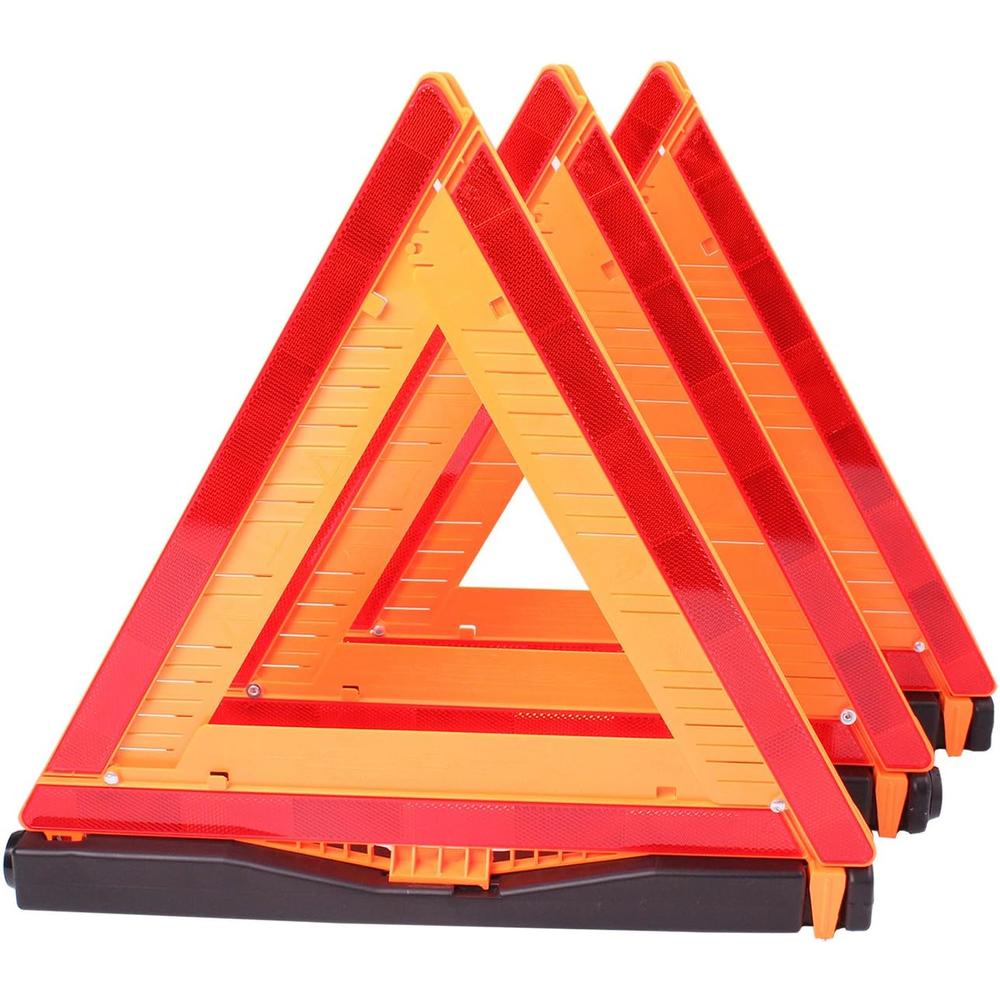 Cartman Warning Triangle DOT Approved 3PK, Identical to: United States FMVSS 571.125, Reflective Warning Road Safety Triangle Kit