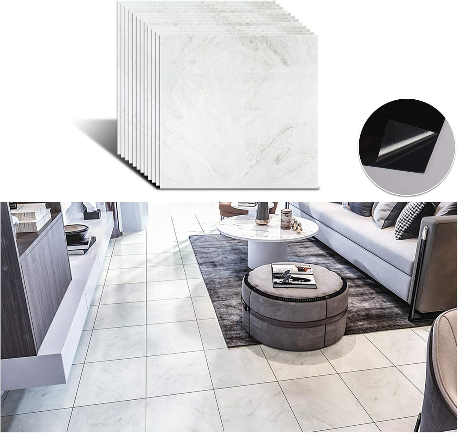Veelike Grey Marble Peel And Stick Vinyl Floor Tiles 12 X12 Flooring Tiles Self Adhesive Waterproof Floor Vinyl Sticker Tile Decorat