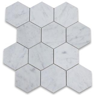 Generic Stone Center Online Carrara White Marble 4 Inch Hexagon Mosaic Tile Honed For Kitchen Backsplash Bathroom Flooring Shower Surro Generic Stone Center Online Carrara White Marble 4 Inch Hexagon Mosaic Tile Honed For Kitchen Backsplash Bathroom Flooring Shower Surro