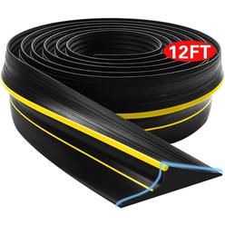 Jin&Bao Universal Garage Door Bottom Seal Strip,Weatherproof Rubber DIY Weather Stripping Replacement, 12FT Length, Black