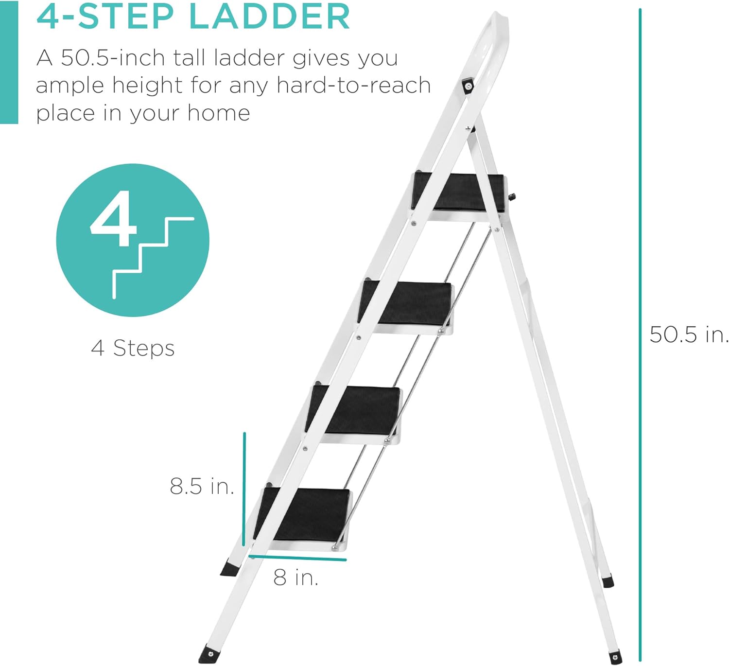 Best Choice Products 4-Step Portable Folding Heavy-Duty Steel Ladder w/Hand Rail, Wide Platform Steps, 330lbs Capacity