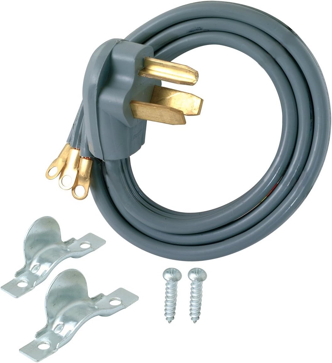EZFlo Eastman 61252 3Prong Electric Dryer Cord 30 Amps, 10 Ft Length, Grey