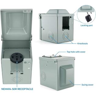Bougerv 50 Amp 125 250 Volt Rv Power Outlet Box Enclosed Lockable Weatherproof Outdoor Electrical Nema 14 50r Receptacle Etl Listed For Bougerv 50 Amp 125 250 Volt Rv Power Outlet Box Enclosed Lockable Weatherproof Outdoor Electrical Nema 14 50r Receptacle Etl Listed For