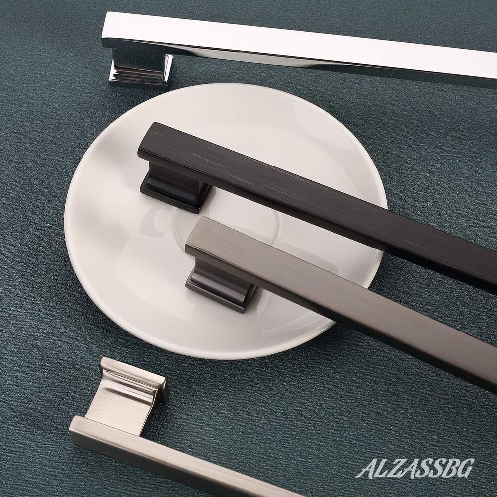 Alzassbg AL3061BBN Brushed Black Nickel, 7 Inch(177.8mm) Hole Centers Cabinet Hardware Modern Drawer Handle Pulls 5 Pack