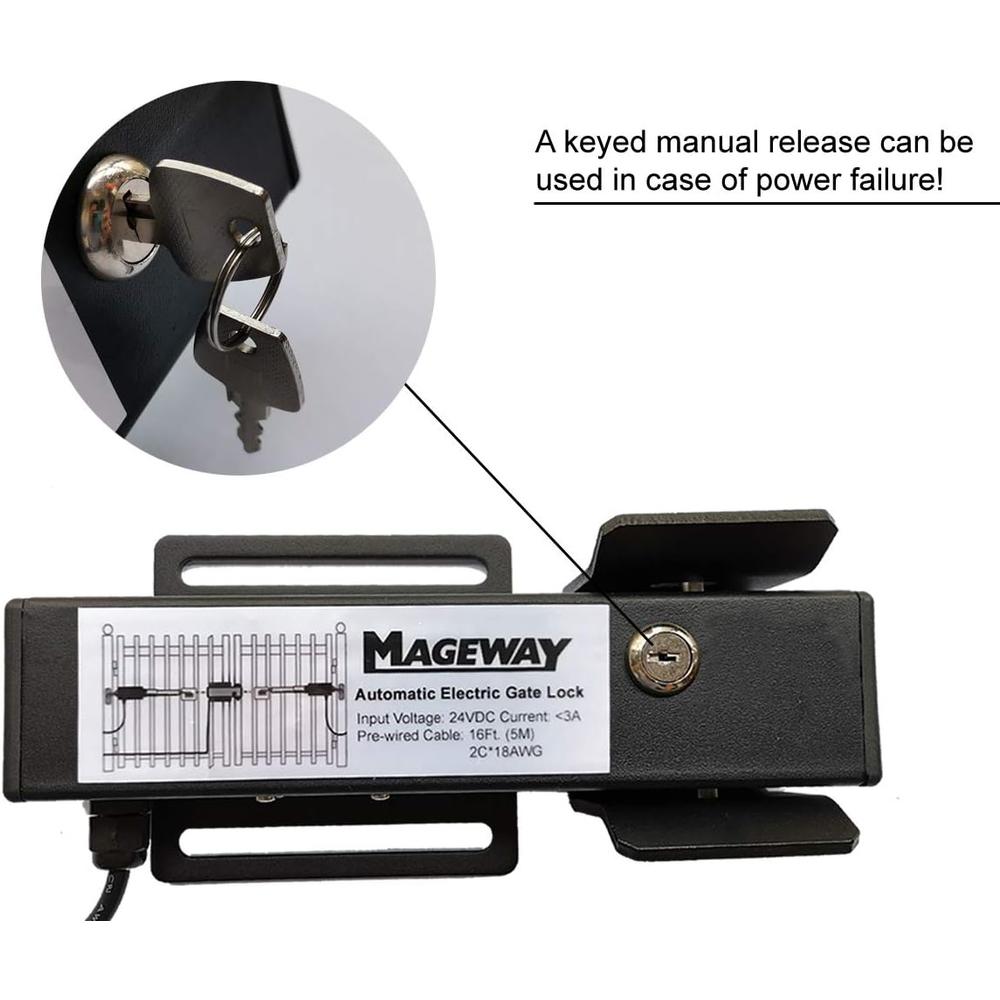 Mageway &#194;&#160;24VDC Automatic Electric Gate Lock for Swing Gate&#194;&#160;Opener Gate Operator Automatic Gate Op