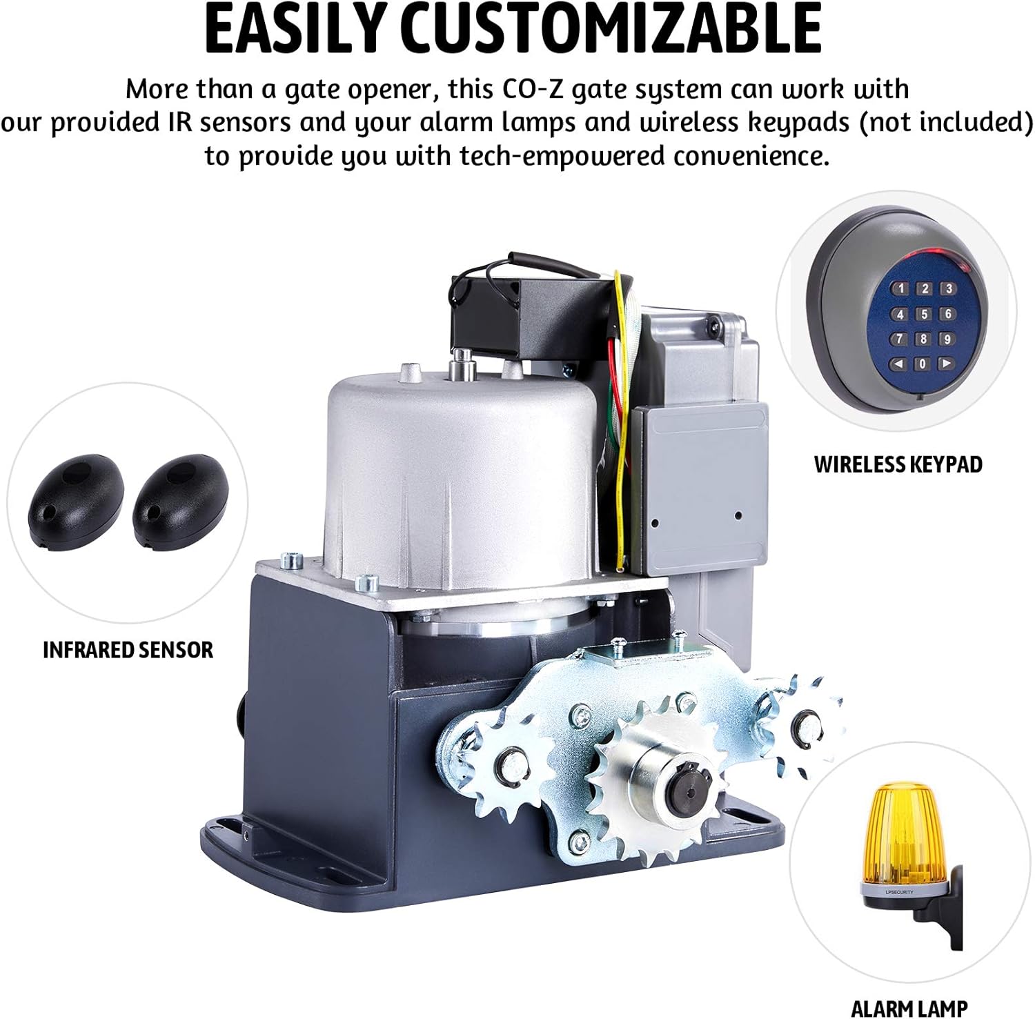 COZ Automatic Sliding Gate Opener with 2 Remote Controls, Electric