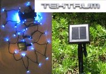 TEKTRUM 82 FT-LONG 150 BLUE LED TWO-IN-ONE SOLAR STRING FAIRY LIGHTS OUTDOOR