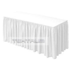 TEKTRUM 6' FT LONG FITTED TABLE SKIRT COVER FOR TRADE SHOW - Thick/Heavy Duty/Durable Fabric - WHITE COLOR